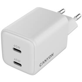 Nabíječka do sítě Canyon GaN 2xUSB-C 45 W bílá


