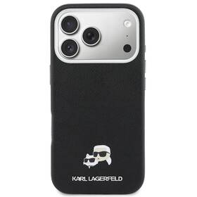 Kryt na mobil Karl Lagerfeld PU Karl and Choupette Heads Pins MagSafe na Apple iPhone 17 Pro Max černý

