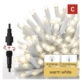 LED řetěz EMOS ICICLE, 50LED, IP44, WW/WW FLA (3m) bílý

