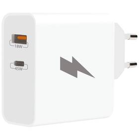 Nabíječka do sítě WG USB-C PD45W/USB-A QC3.0 18W bílá

