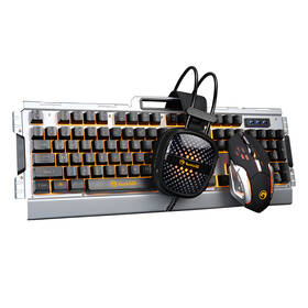 Klávesnice s myší Marvo CM303 + headset, CZ/SK stříbrná

