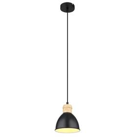 Závěsné svítidlo GLOBO Wiho, 1xE27, 40W černé/imitace dřeva

