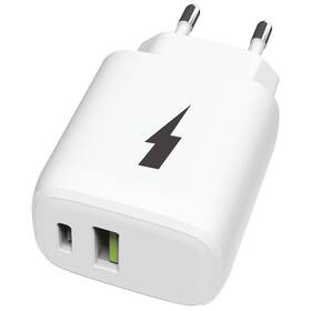 Nabíječka do sítě WG USB, USB-C, 30W + USB-C kabel 1m bílá

