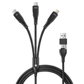 Kabel Connect IT Wirez 6in1 2x USB-C, 1x Lightning, 1,25 m černý

