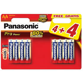 Baterie alkalická Panasonic Pro Power AA, LR06, blistr 4+4ks 

