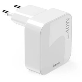 Nabíječka do sítě Hama GaN, 2x USB-C PD/QC 40 W bílá

