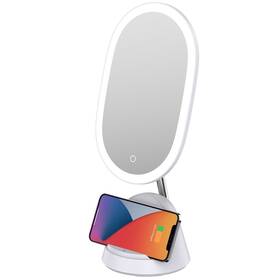 Stolní lampička IMMAX LED kosmetické zrcátko FACE 3v1, stojánek s Qi nabíjením 18W bílá

