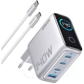 Nabíječka do sítě Anker 140W, 3xUSB-C/1x USB-A stříbrná


