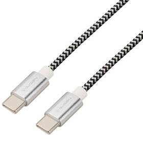 Kabel GoGEN USB-C / USB-C, 1m, opletený stříbrná barva
