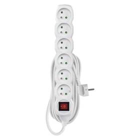 Kabel prodlužovací EMOS 6x zásuvka, vypínač, 5m bílá barva
