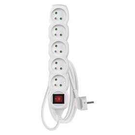 Kabel prodlužovací EMOS 5x zásuvka, vypínač, 2m bílá barva
