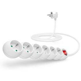 Kabel prodlužovací Connect IT 6x zásuvka, s vypínačem, 3m bílý

