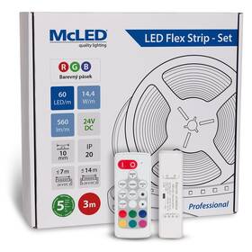 LED pásek McLED s ovládáním Nano - sada 3 m - Professional, 60 LED/m, RGB, 560 lm/m, vodič 3 m 

