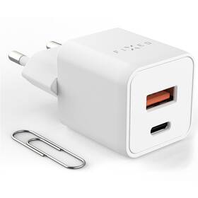 Nabíječka do sítě FIXED GaN Mini s USB-C, USB, 30W bílý

