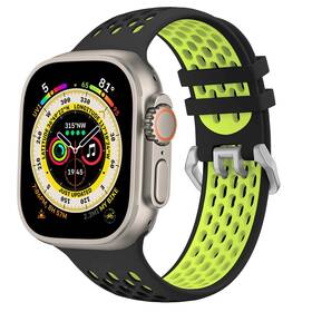 Řemínek Cubenest Silicone Sport na Apple Watch 42/44/45/Ultra 49 mm černý/žlutý

