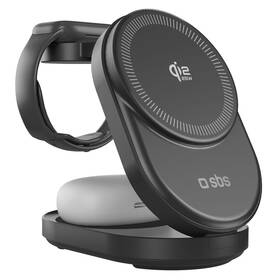 Bezdrátová nabíječka SBS Qi2 Folding 3-in-1, 25 W černá

