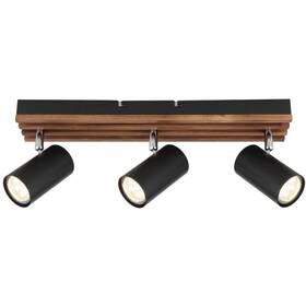 Stropní svítidlo GLOBO Kayden, 3x GU10 černé/dřevo

