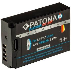 Baterie PATONA pro foto Canon LP-E12 750mAh Li-Ion Platinum, USB-C černá

