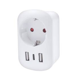 Cestovní adaptér Solight USA USB A+C pro použití ve Spojených státech, typ B bílý

