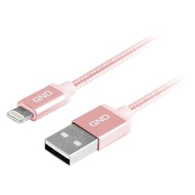 Kabel GND USB / lightning MFI, 1m, opletený růžový

