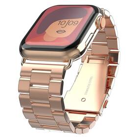 Řemínek Swissten na Apple Watch, kovový, 42/44/45 mm růžový/zlatý


