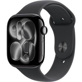 Chytré hodinky Apple GPS 46mm klavírně černý hliník - černý sportovní řemínek - M/L 
