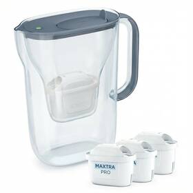 Filtrační konvice BRITA Style Essential 2,4l + filtr Pro Pure Performance, 3 ks šedá

