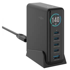 Dokovací stanice FIXED s displejem, 4x USB-C,USB, 140W černý

