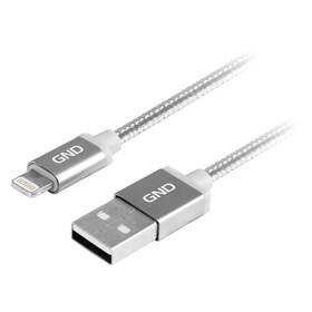 Kabel GND USB / lightning MFI, 2m, opletený titanium

