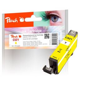Inkoustová náplň Peach Canon CLI-521, 515 stran žlutá

