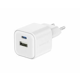 Nabíječka do sítě Swissten GAN 1x USB-C 35W PD + 1x USB-A 27W QC bílá

