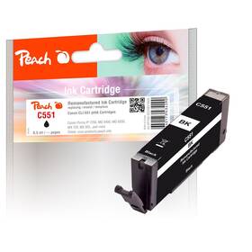 Inkoustová náplň Peach Canon CLI-551BK, 8,5 ml černá

