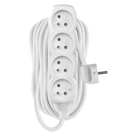 Kabel prodlužovací EMOS 4x zásuvka, 10m bílá barva
