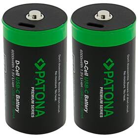 Baterie nabíjecí PATONA PREMIUM LR20, 4000mAh, nabíjecí baterie 2ks 
