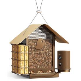 Ptačí krmítko Birdfy Metal V, kovové s kamerou a solárním panelem (AI předplatné) hnědý

