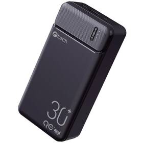 Powerbanka C-Tech 30000 mAh, Li-Pol, 20W, USB-C/USB-A/micro USB černá

