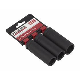  Sada hlavic Kreator KRT095200 17-19-21mm 1/2" (3 ks)