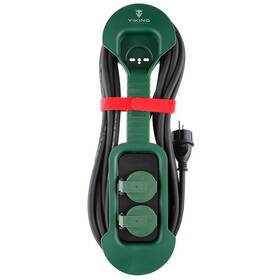 Kabel prodlužovací Viking 2× zásuvka, IP44, 8m černý/zelený


