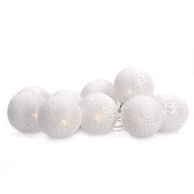 Vánoční osvětlení Solight řetěz - koule bavlněné, 10LED, 1m, 2x AA, IP20 bílé

