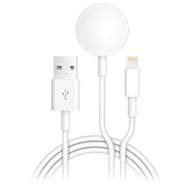 Kabel Aligator pro iPhone/iPad a Apple Watch 2v1, 1m bílý

