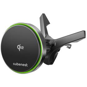 Držák na mobil Cubenest SQ1C0 s nabíjením Qi2, do mřížky černý

