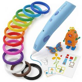 3D pero LAMAX ArtKid 3D + 37 metrů náplně + kreativní šablony modré

