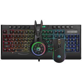 Klávesnice s myší Marvo CM305, CZ/SK + headset černá


