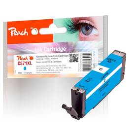 Inkoustová náplň Peach Canon CLI-571XLC, 775 stran azurová

