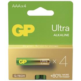 Baterie alkalická GP Ultra AAA (LR03), 4 ks 

