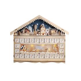 LED dekorace Solight adventní kalnedář - horská chata, 10x LED, 50x40cm, 2x AA 

