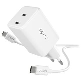 Nabíječka do sítě Epico UltraBoost GaN 45W 2x USB-C + kabel bílá

