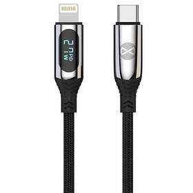 Kabel Forever USB-C/Lightning, s LCD, 27 W, 1 m černý

