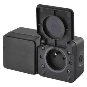 Zásuvka EMOS Cyklone D730429 (s vypínačem) šedá

