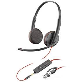 Headset HP Poly Blackwire 3225, 3,5 mm jack + USB-C/A adaptér, stereo černý

